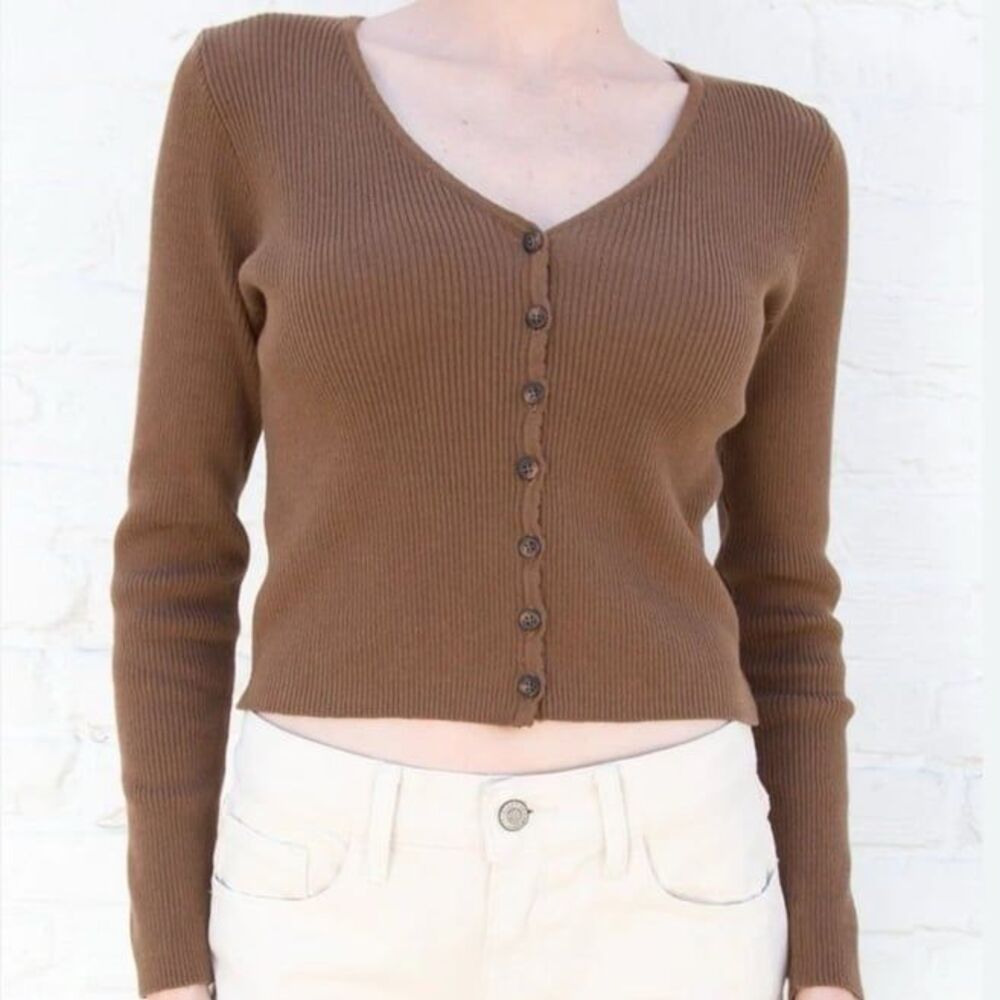 Brandy Melville brown Collin knit cropped cardigan